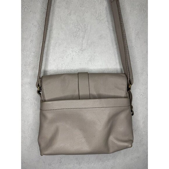 FOSSIL Kinley Small Fold Over Leather Crossbody Bag Adjustable Strap Gray - Picture 5 of 16